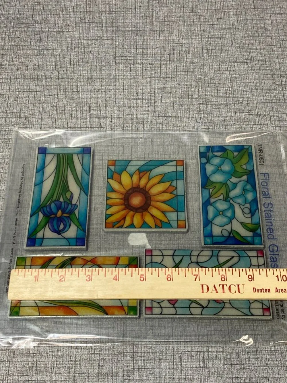 VTG NEW Floral Stained Glass EZ Mount Rubber Stamps Hard To Find New Old Stock